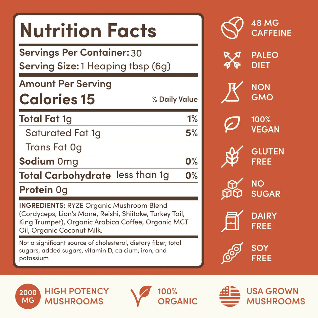Mushroom Coffee — Organic Instant Coffee with Cordyceps & Reishi, 30 Servings G5