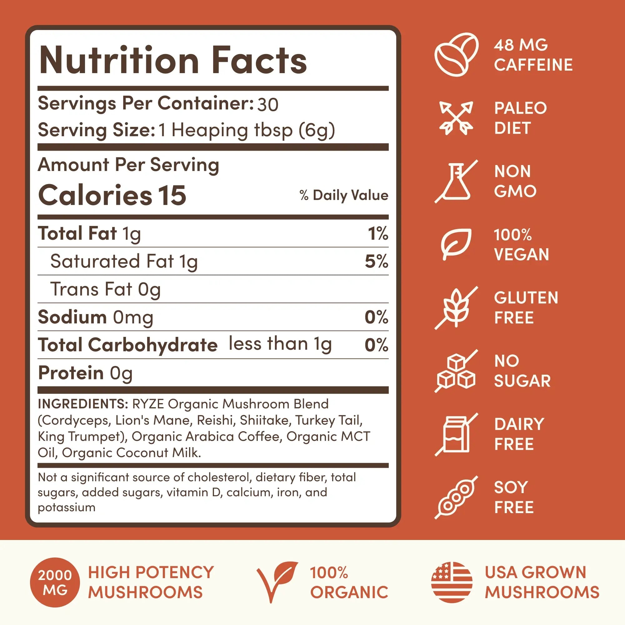 Mushroom Coffee — Organic Instant Coffee with Cordyceps & Reishi, 30 Servings G5