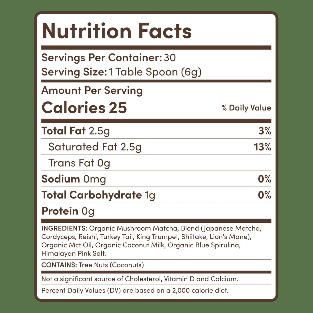 Mushroom Matcha — Organic Instant Matcha Latte with Lion's Mane & King Trumpet, 30 Servings B7