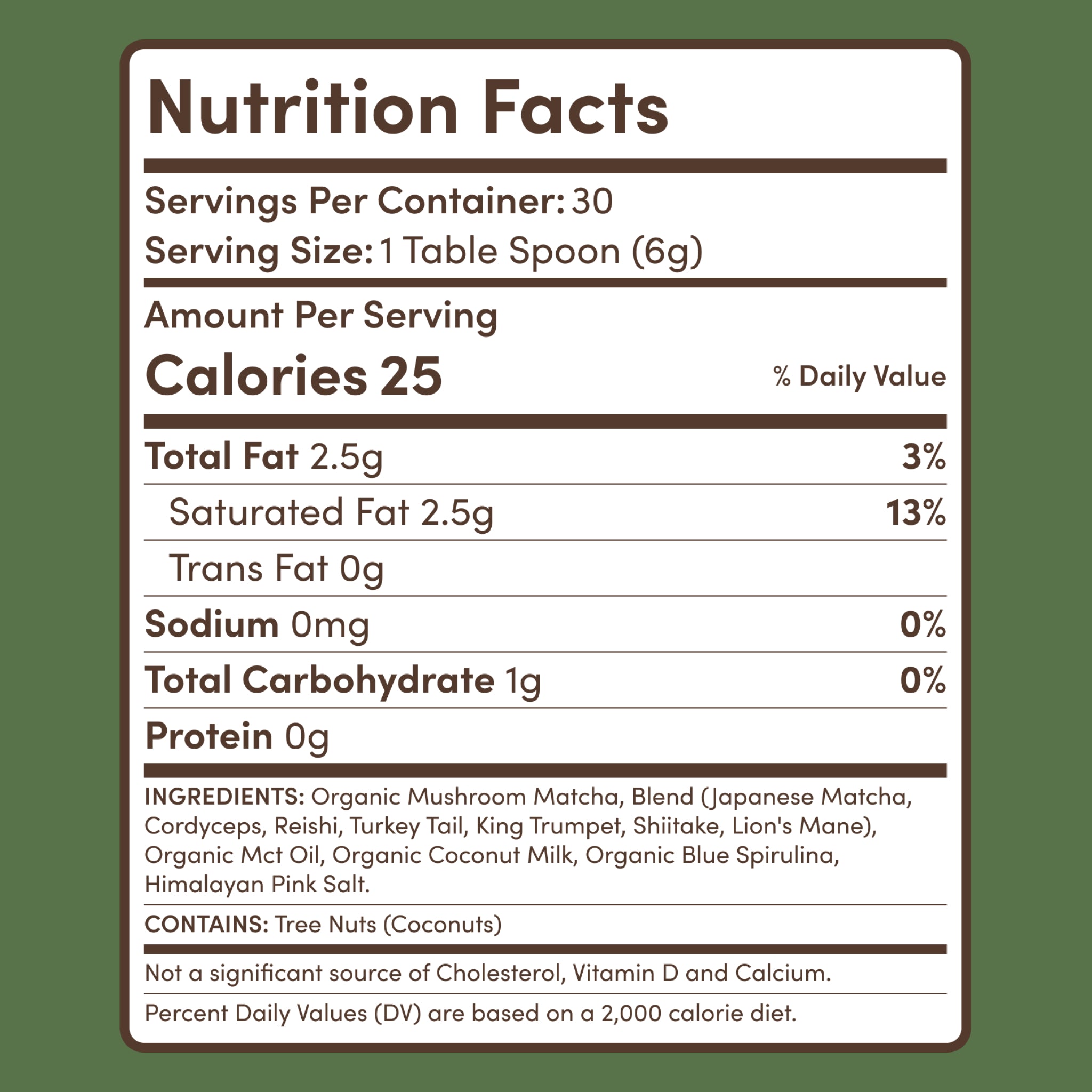 Mushroom Matcha — Organic Instant Matcha Latte with Lion's Mane & King Trumpet, 30 Servings B7