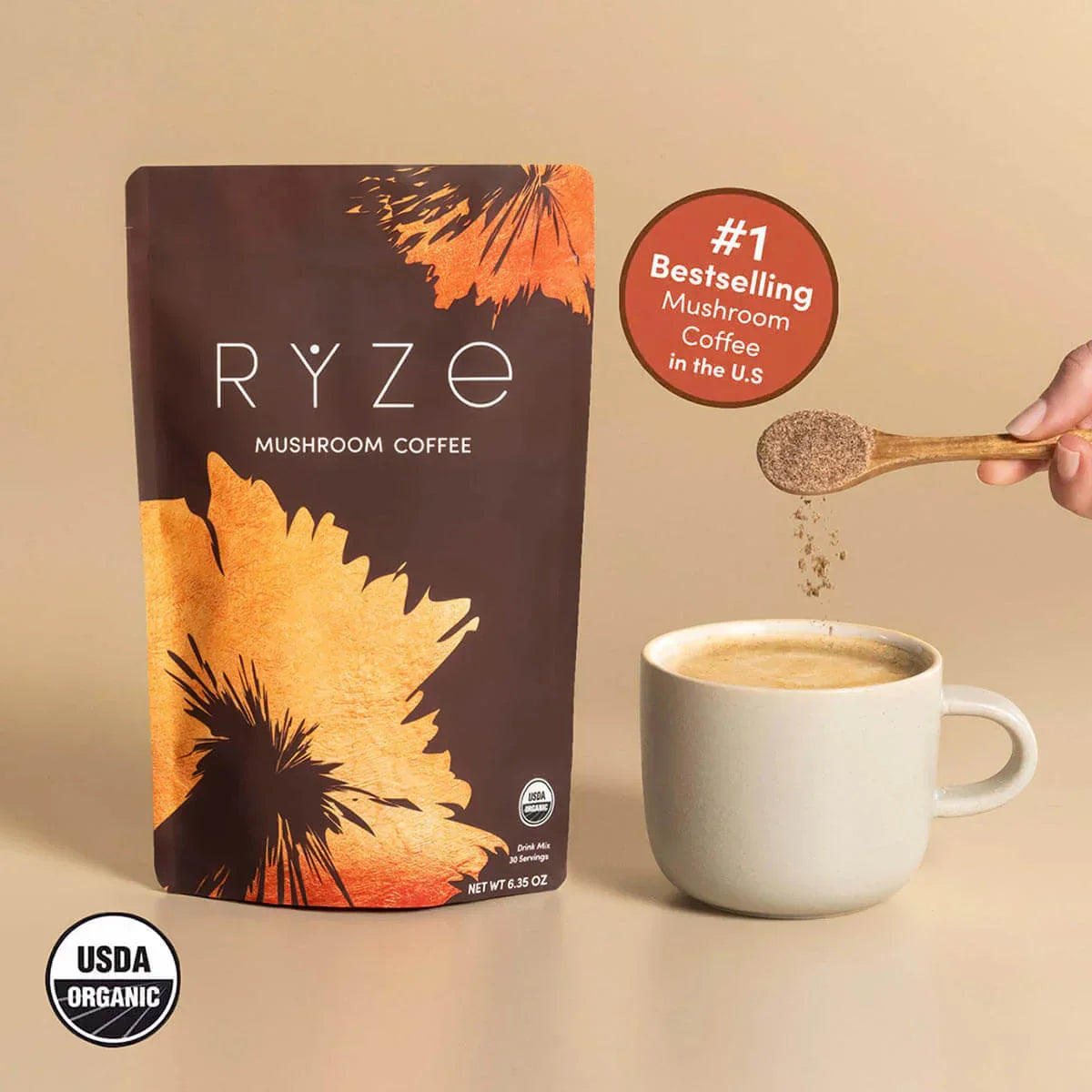 Mushroom Coffee — Organic Instant Coffee with Cordyceps & Reishi, 30 Servings G5
