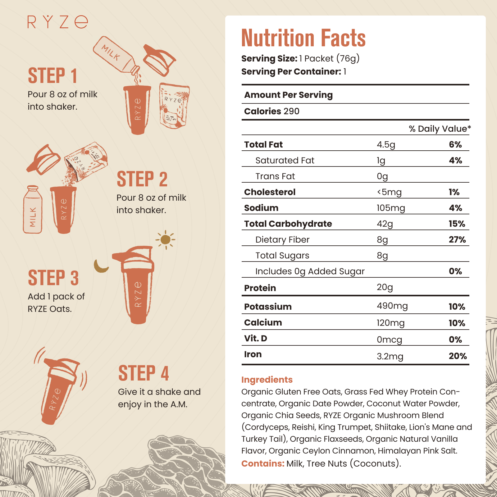 Mushroom Overnight Oats Pack (28 Servings) I3