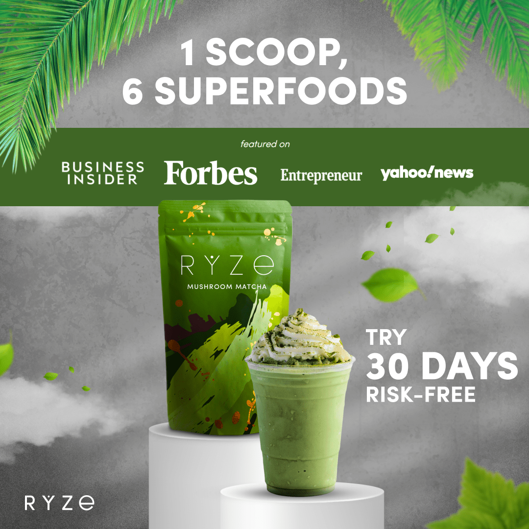 Mushroom Matcha - with 6 Organic Adaptogenic Mushrooms Grown In USA and Ceremonial-Grade Japanese Matcha K1